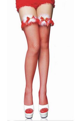 Red Christmas Sexy Fishnet Stockings